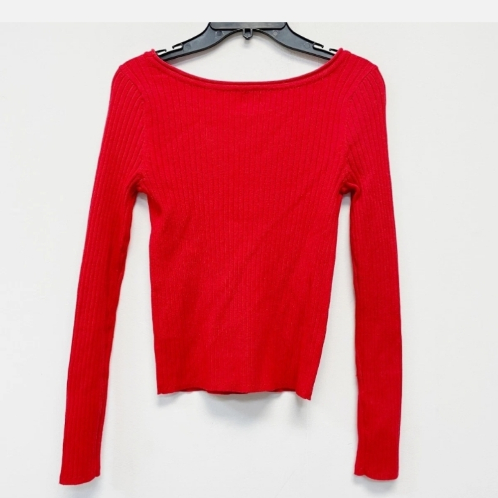 Red Long Sleeve Ribbed Top A New Day New Tag Attached Womens Fitted Xs - Picture 4 of 9